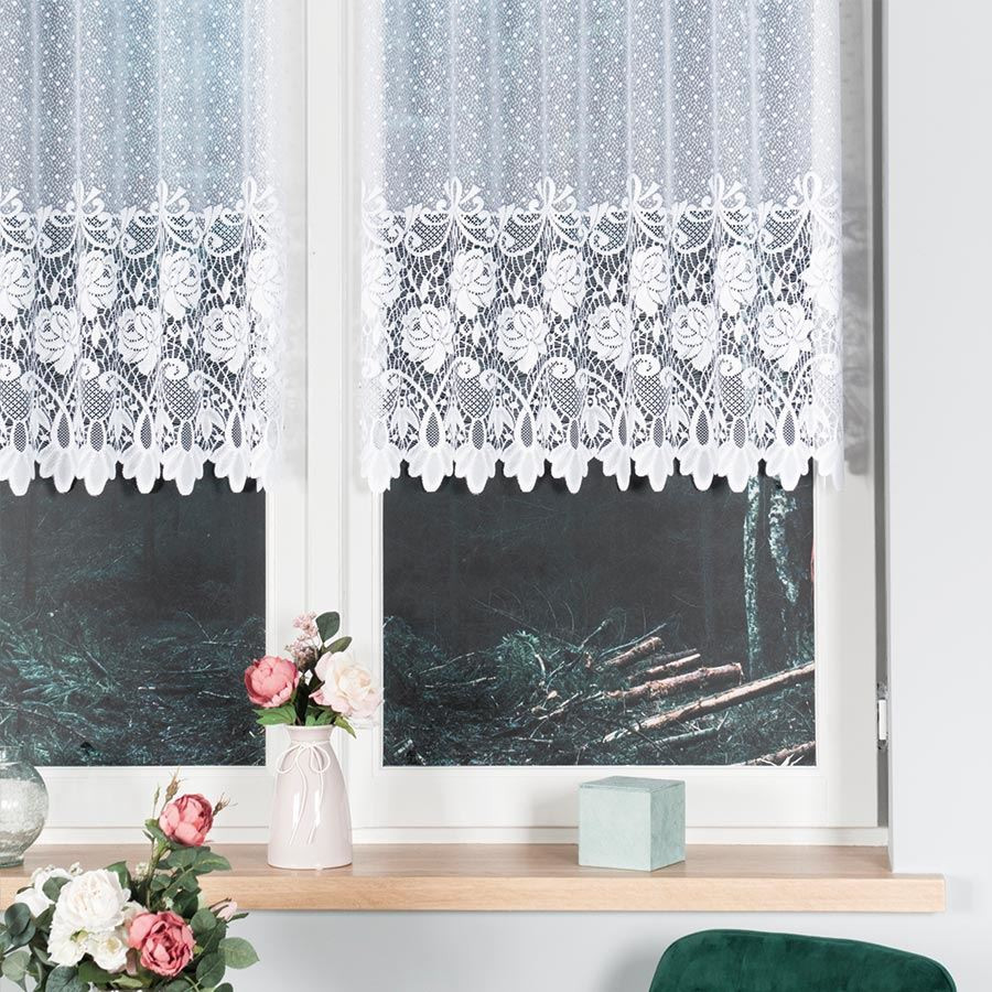 Dekorační metrážová vitrážová záclona  SIMONKA bílá výška 100 cm MyBestHome
