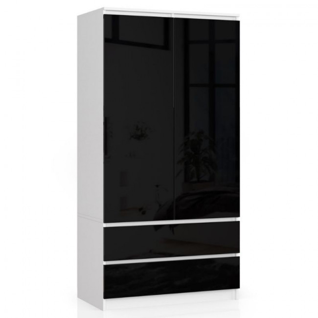 Skříň S 90 cm 2D 2SZ CLP černá, lesk