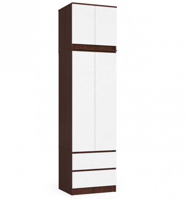 Skříň s nástavcem S 60 cm 2D 2SZ CLP wenge / bílá