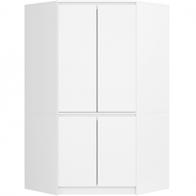 Rohová šatní skříň S 100 4D CLP bílá