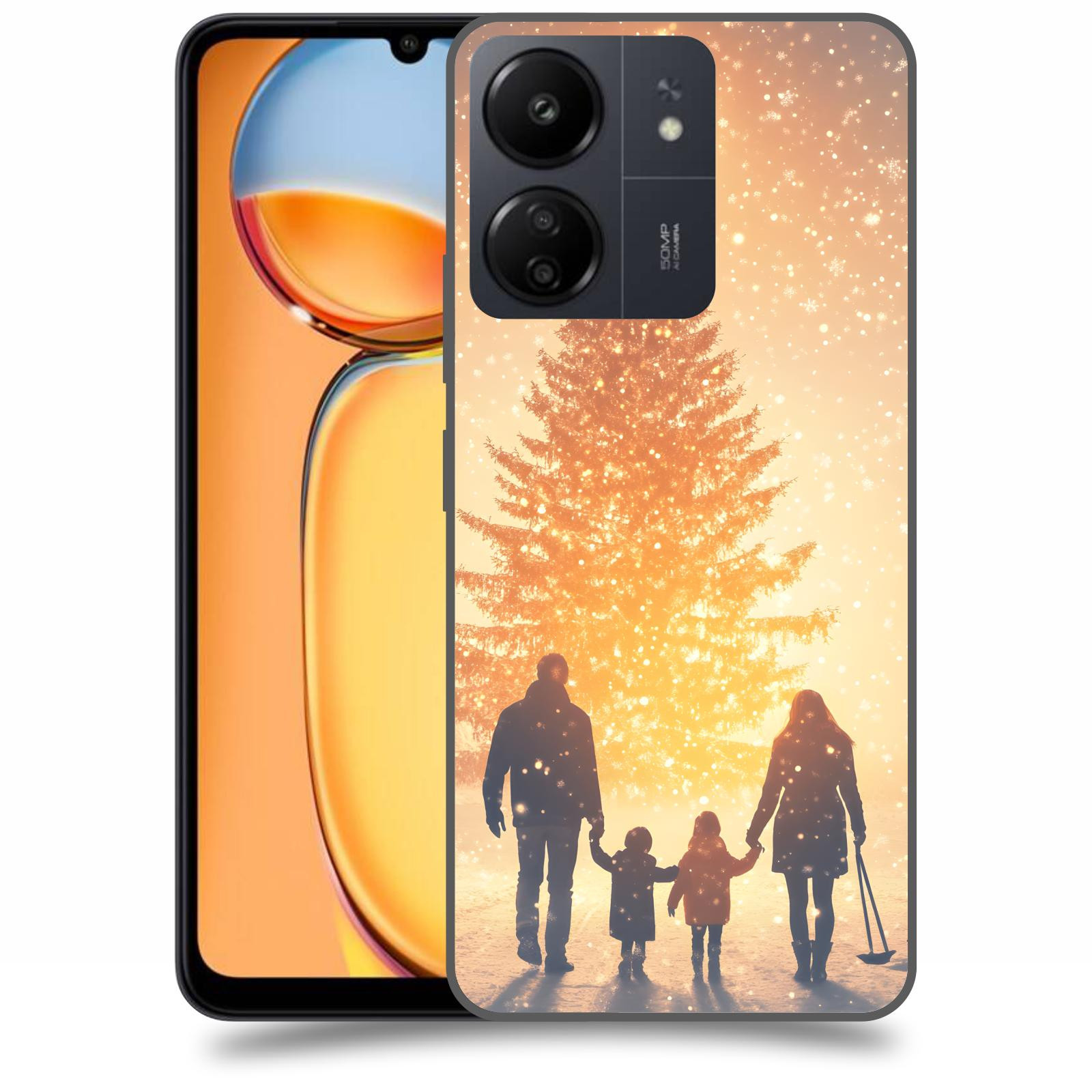 ACOVER Kryt na mobil Xiaomi Redmi 13C  Family at the Christmas tree
