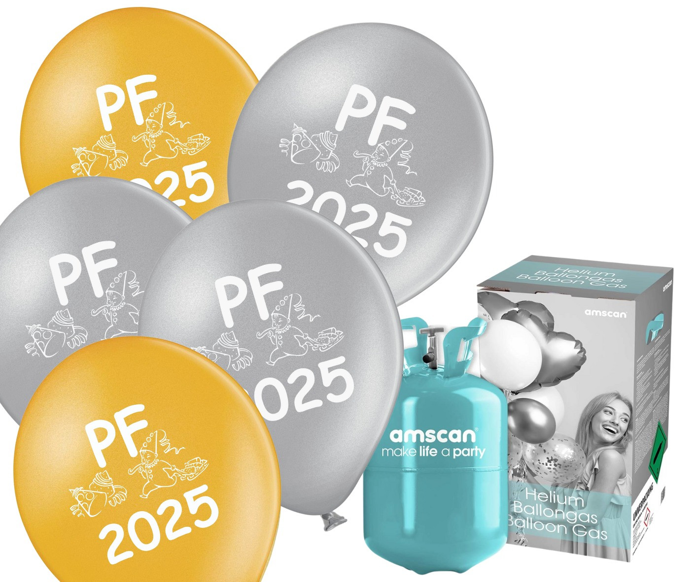 Silvestrovský helium set s balónky PF 2025 mix zlaté a stříbrné 25 ks Balonky.cz