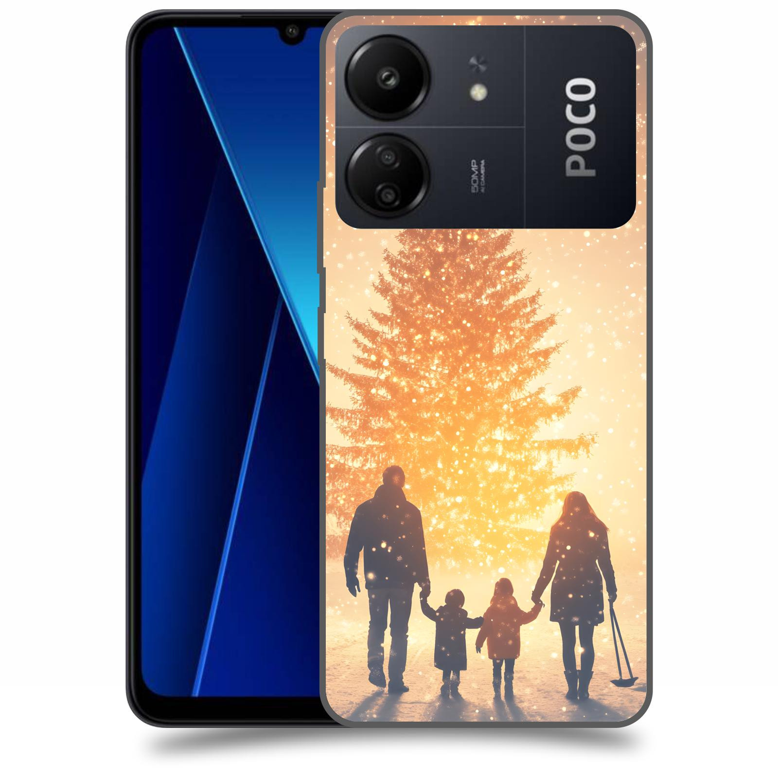 ACOVER Kryt na mobil Poco C65 - Family at the Christmas tree