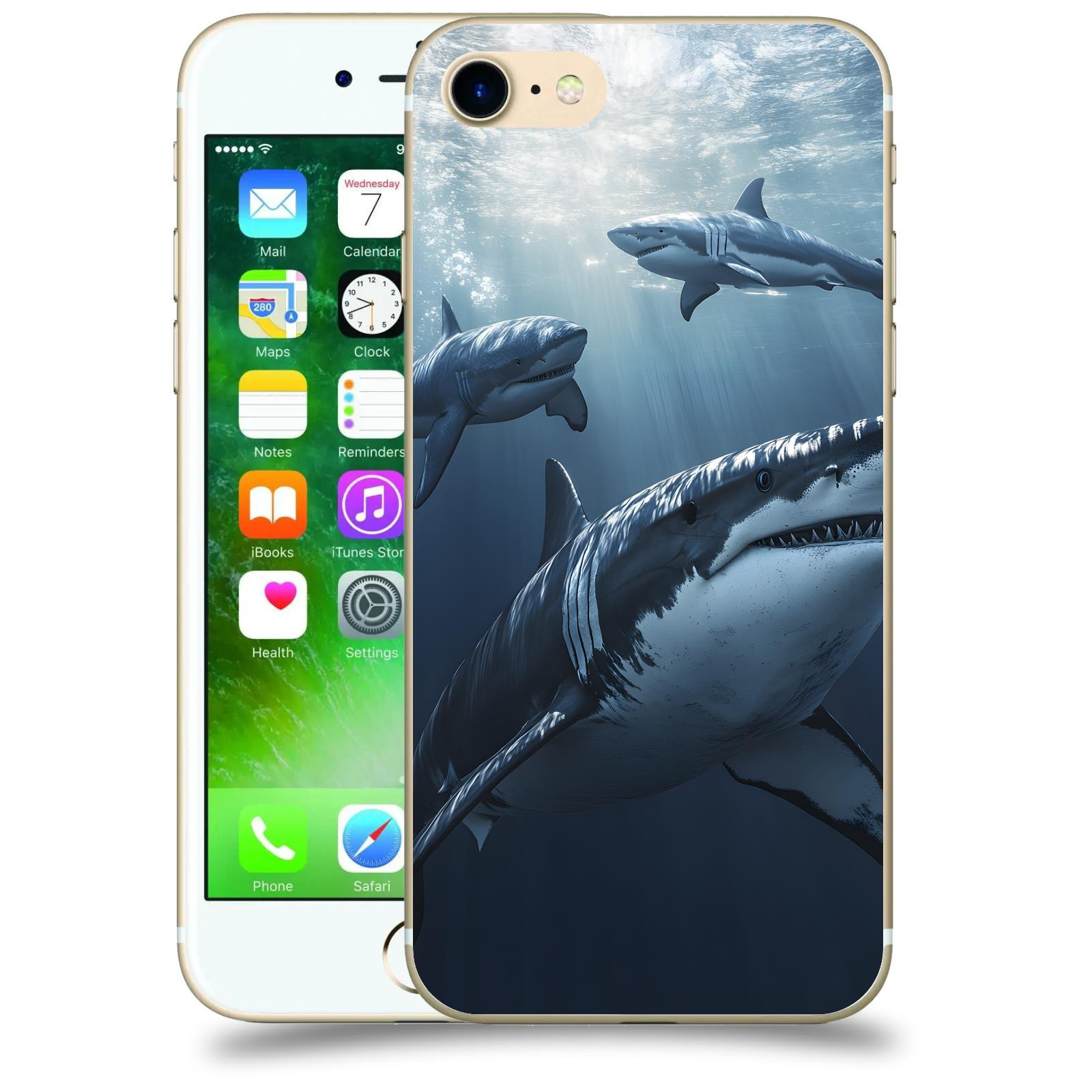 ACOVER Kryt na mobil Apple iPhone 7 - Žraloci