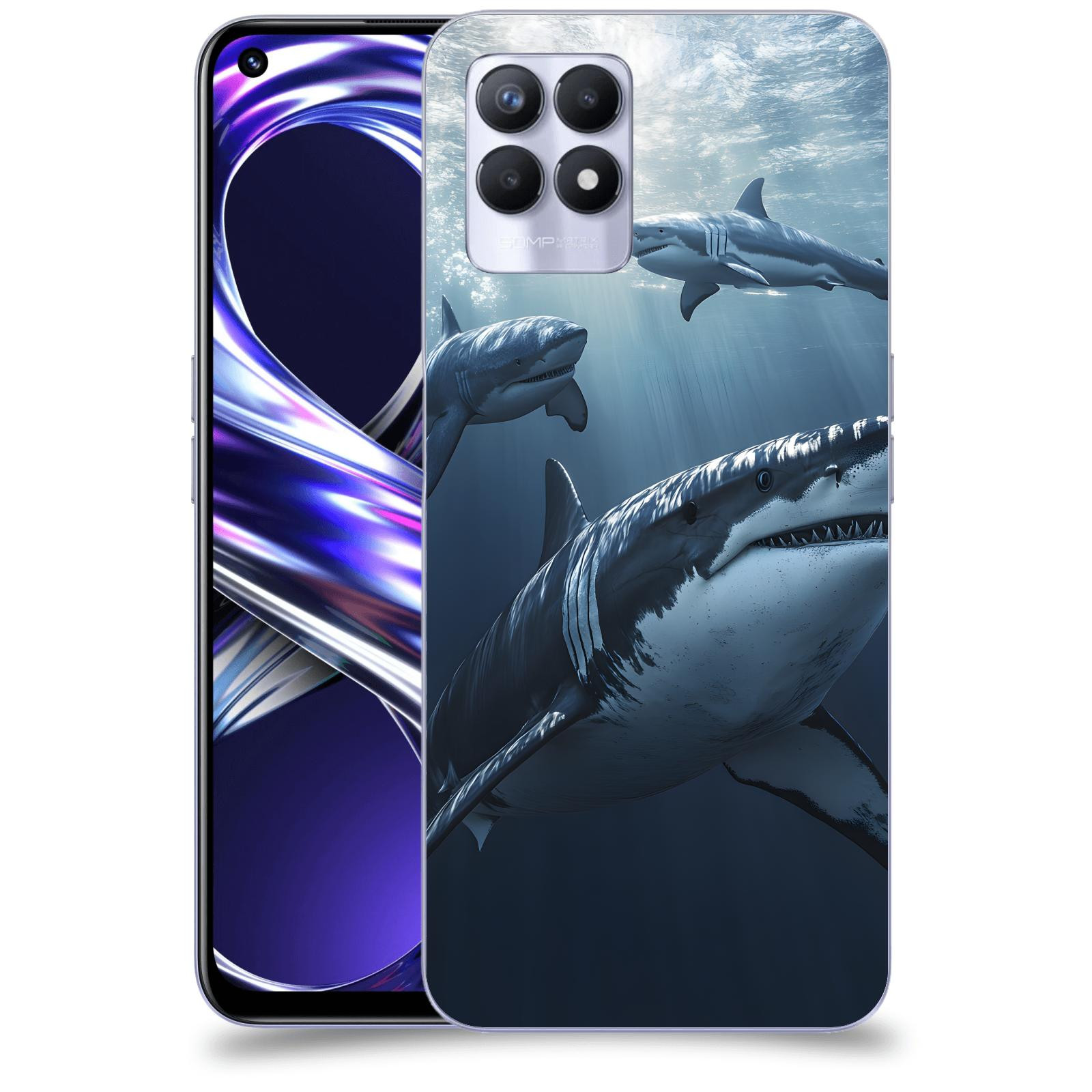 ACOVER Kryt na mobil Realme 8i - Žraloci