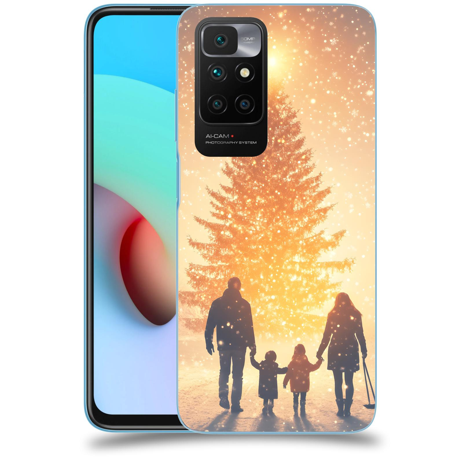 ACOVER Kryt na mobil Xiaomi Redmi 10 (2022) - Family at the Christmas tree