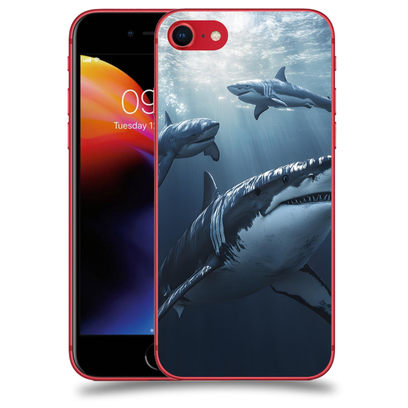 ACOVER Kryt na mobil Apple iPhone 8 - Žraloci