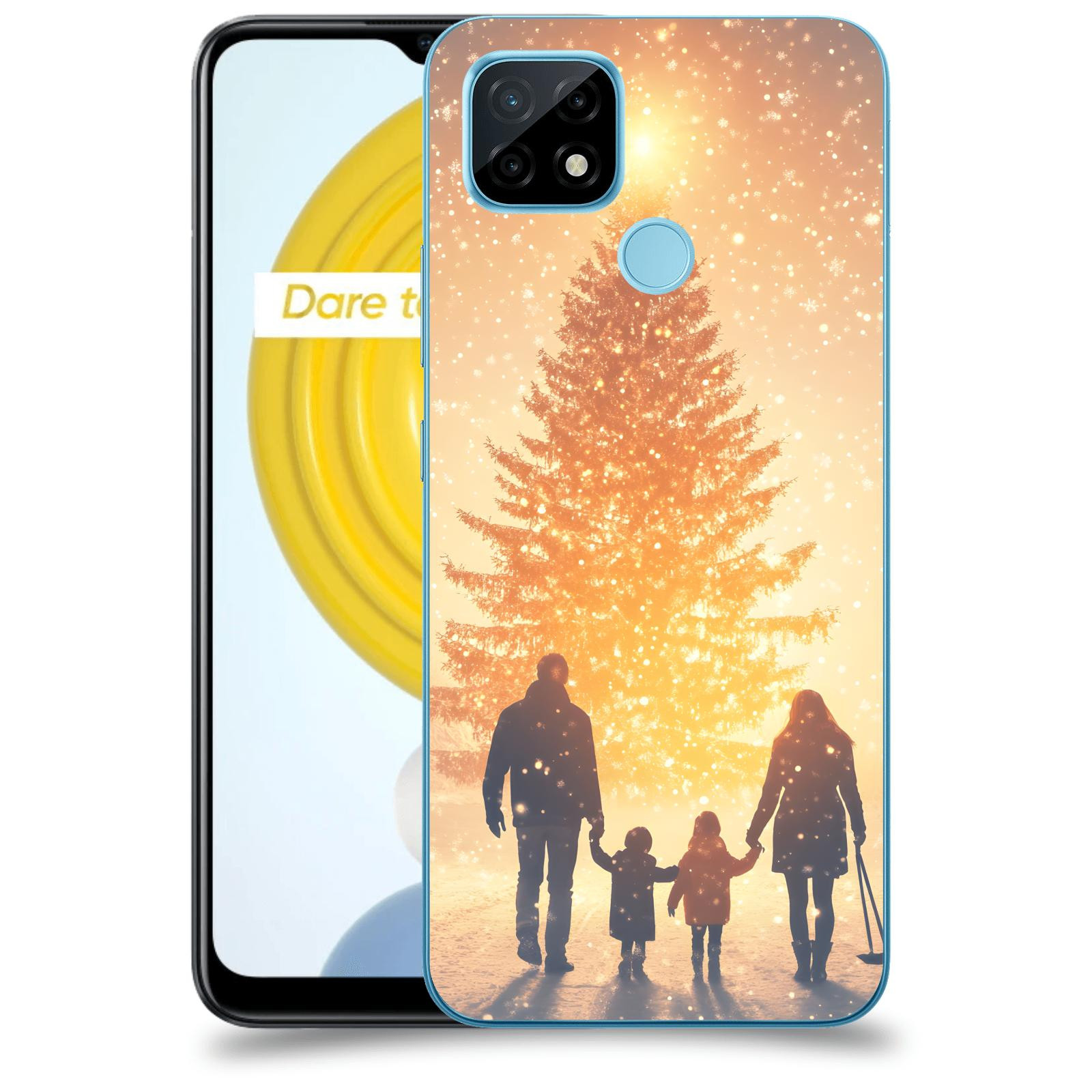 ACOVER Kryt na mobil Realme C21 - Family at the Christmas tree