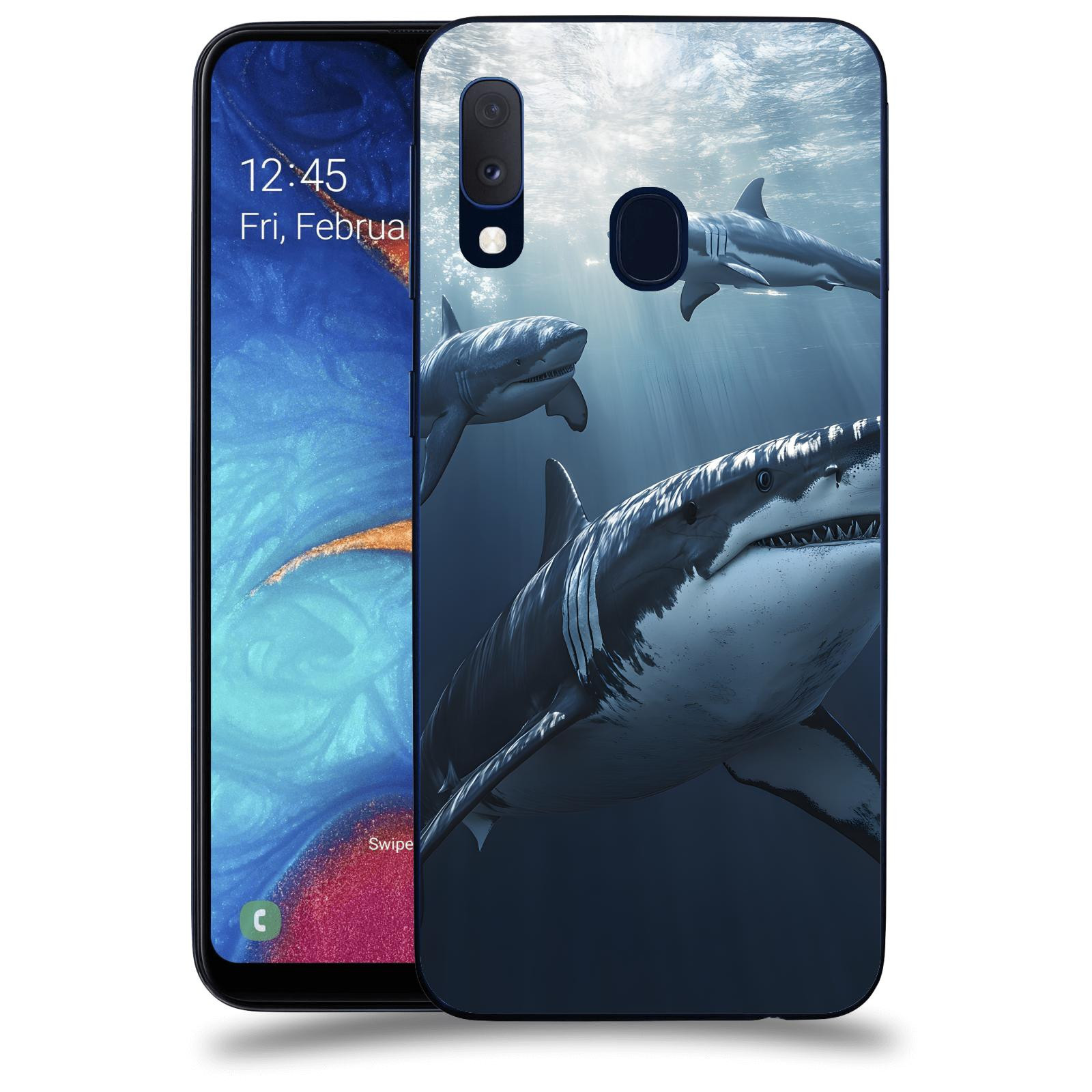 ACOVER Kryt na mobil Samsung Galaxy A20e A202F - Žraloci