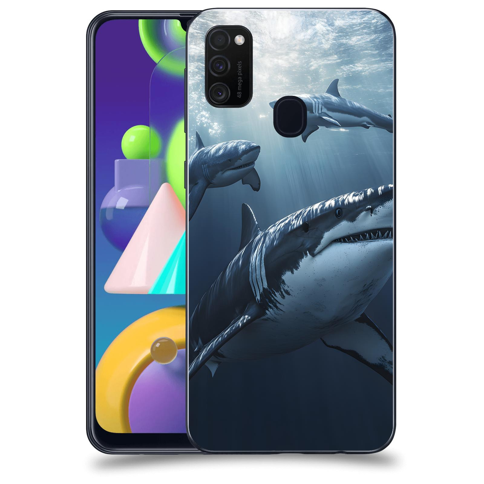 ACOVER Kryt na mobil Samsung Galaxy M21 M215F - Žraloci