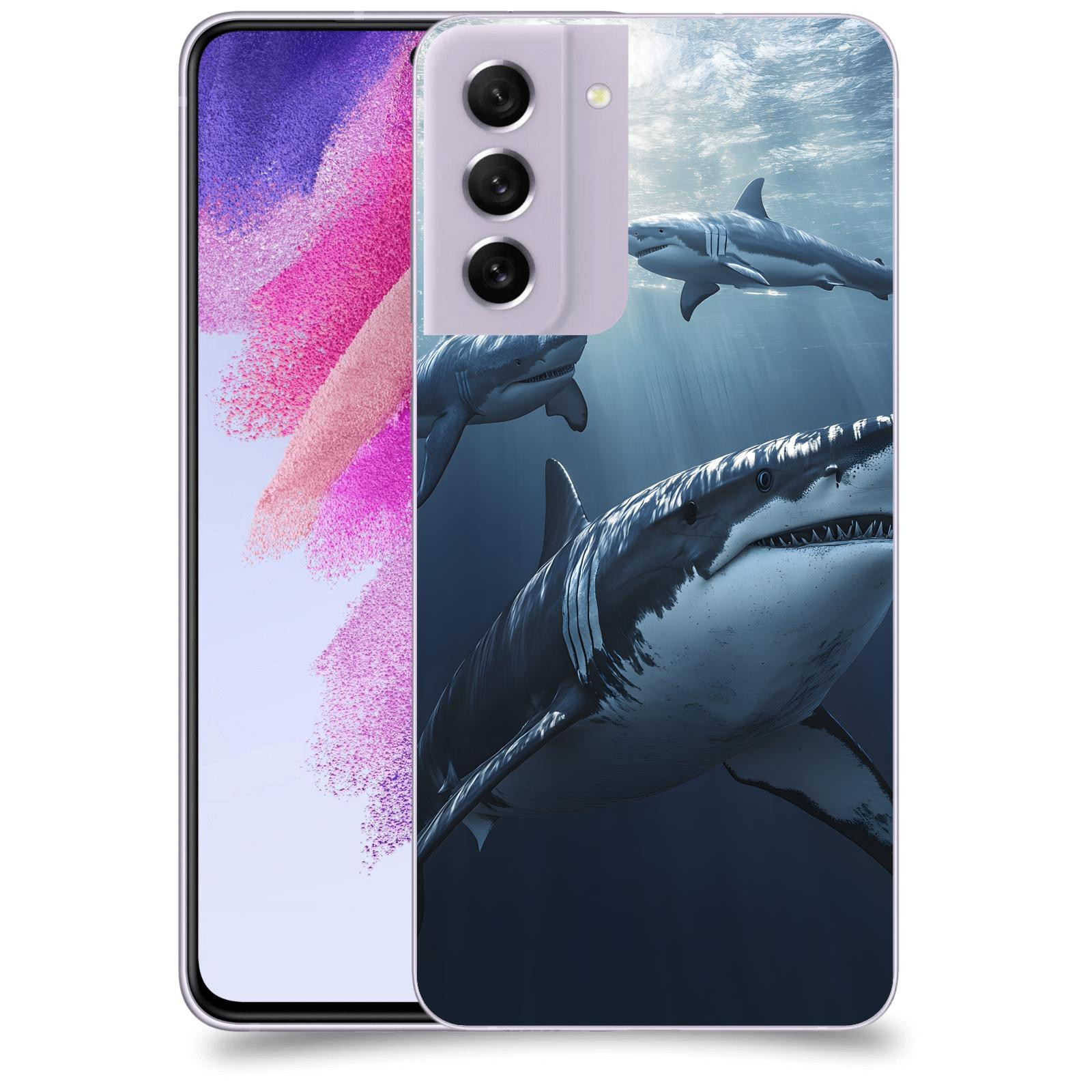 ACOVER Kryt na mobil Samsung Galaxy S21 FE 5G - Žraloci