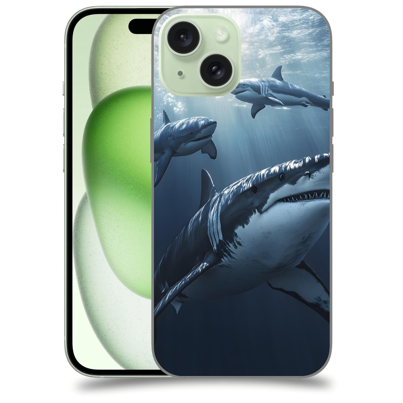 ACOVER Kryt na mobil Apple iPhone 15 - Žraloci