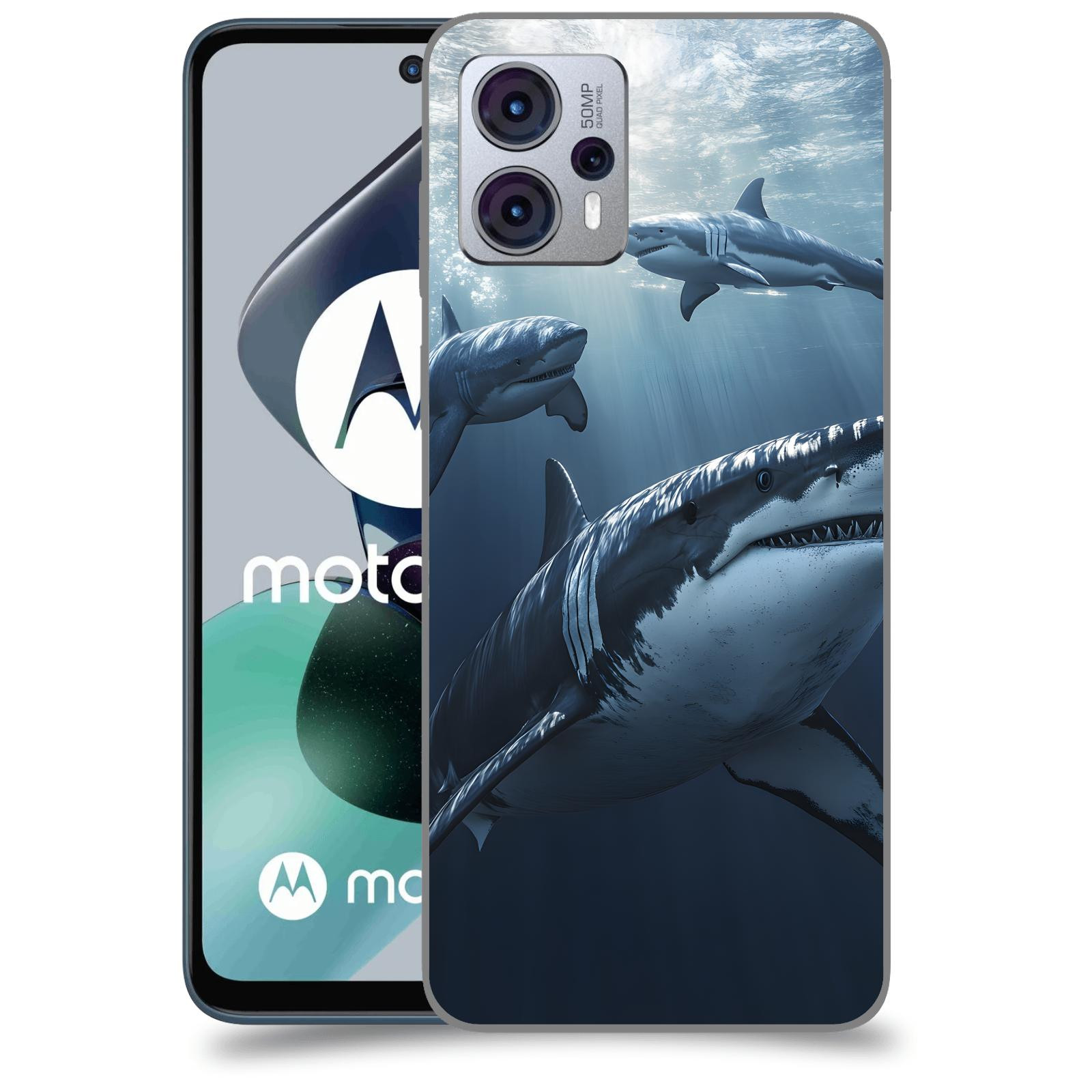 ACOVER Kryt na mobil Motorola Moto G23 - Žraloci