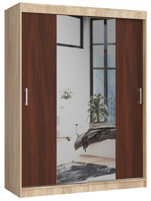 Šatní skříň s posuvnými dveřmi 150 cm CLP sonoma / wenge