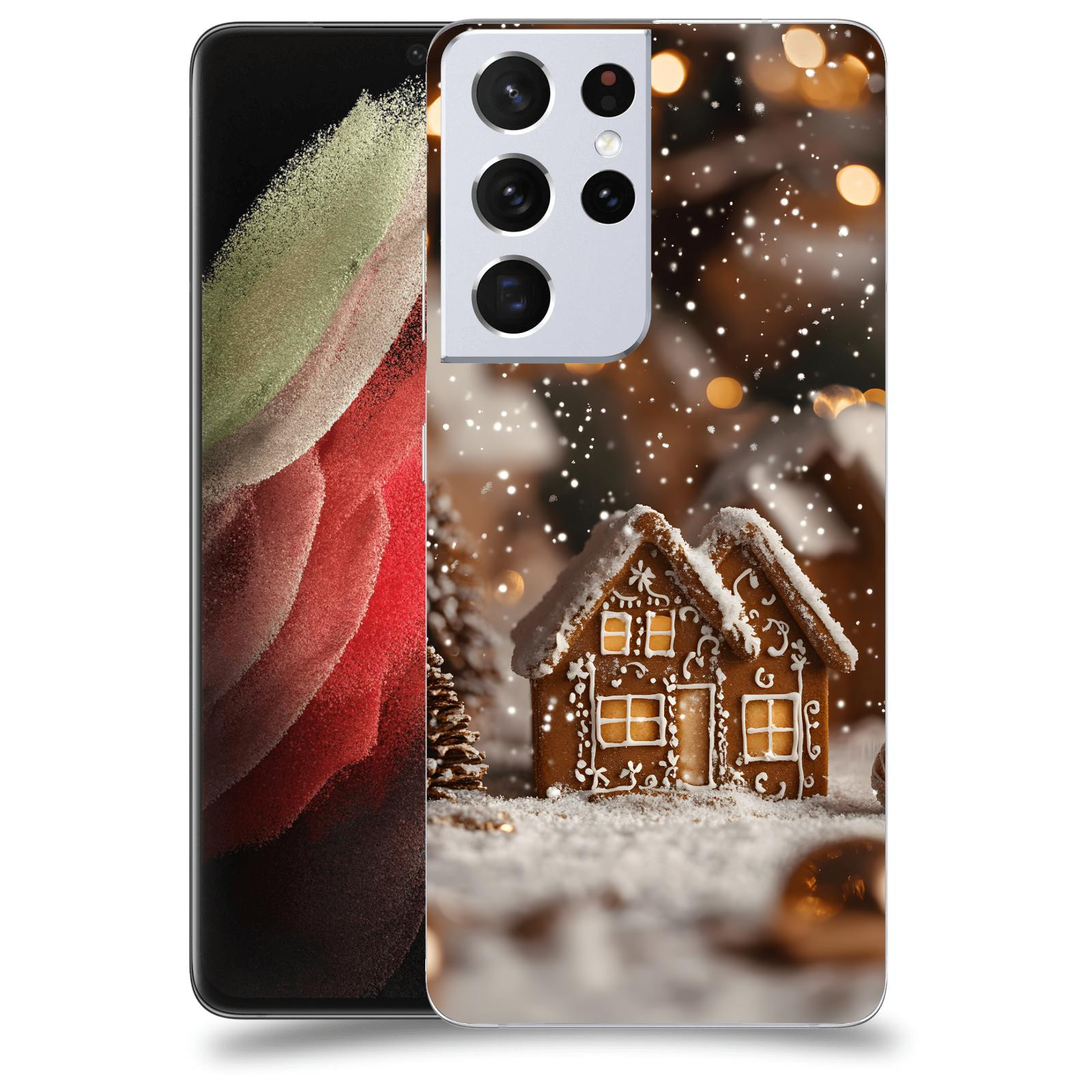 ACOVER Kryt na mobil Samsung Galaxy S21 Ultra 5G G998B - Perníková chaloupka