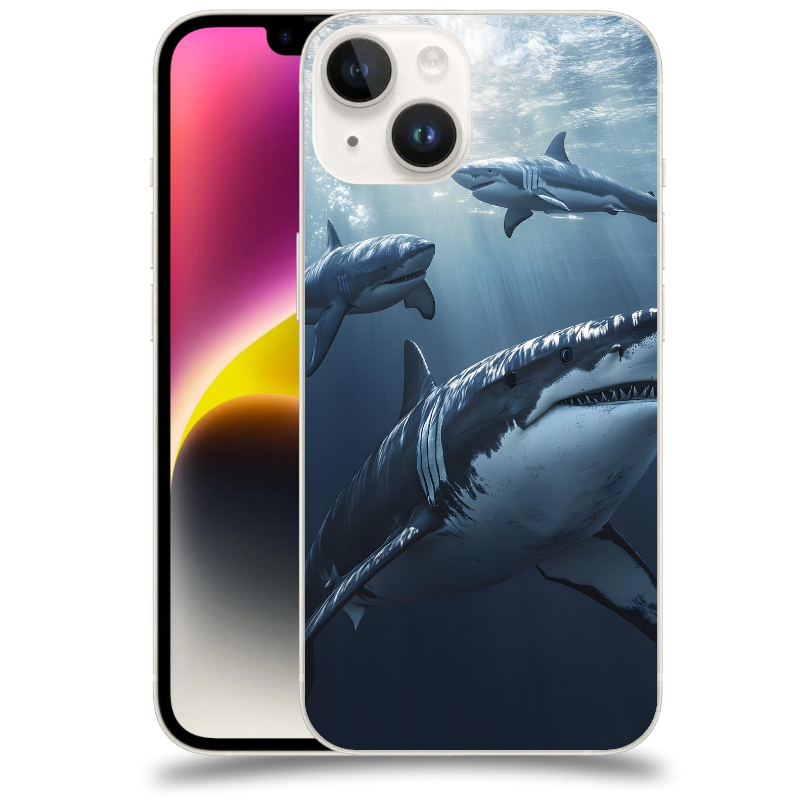 ACOVER Kryt na mobil Apple iPhone 14 - Žraloci