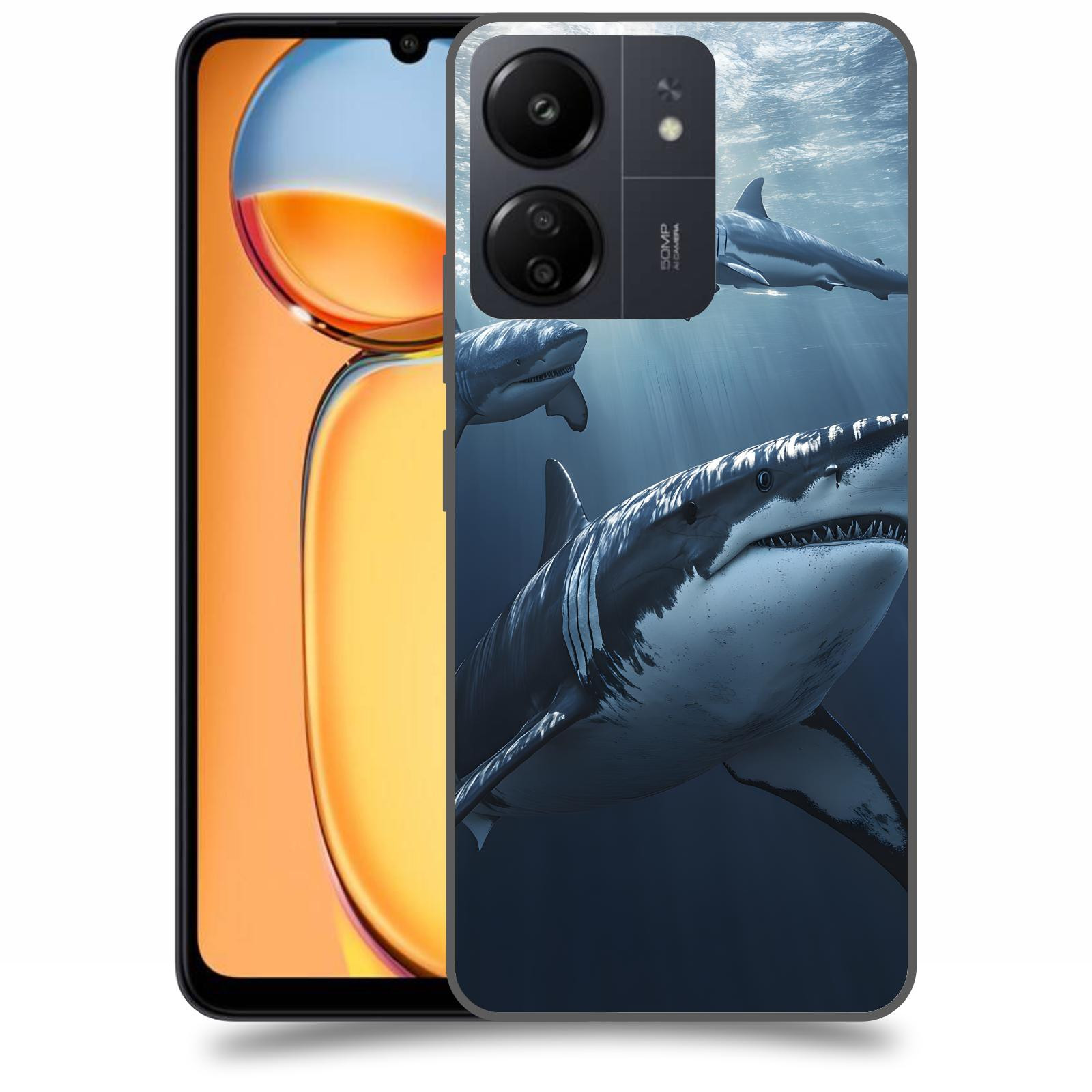 ACOVER Kryt na mobil Xiaomi Redmi 13C  Žraloci