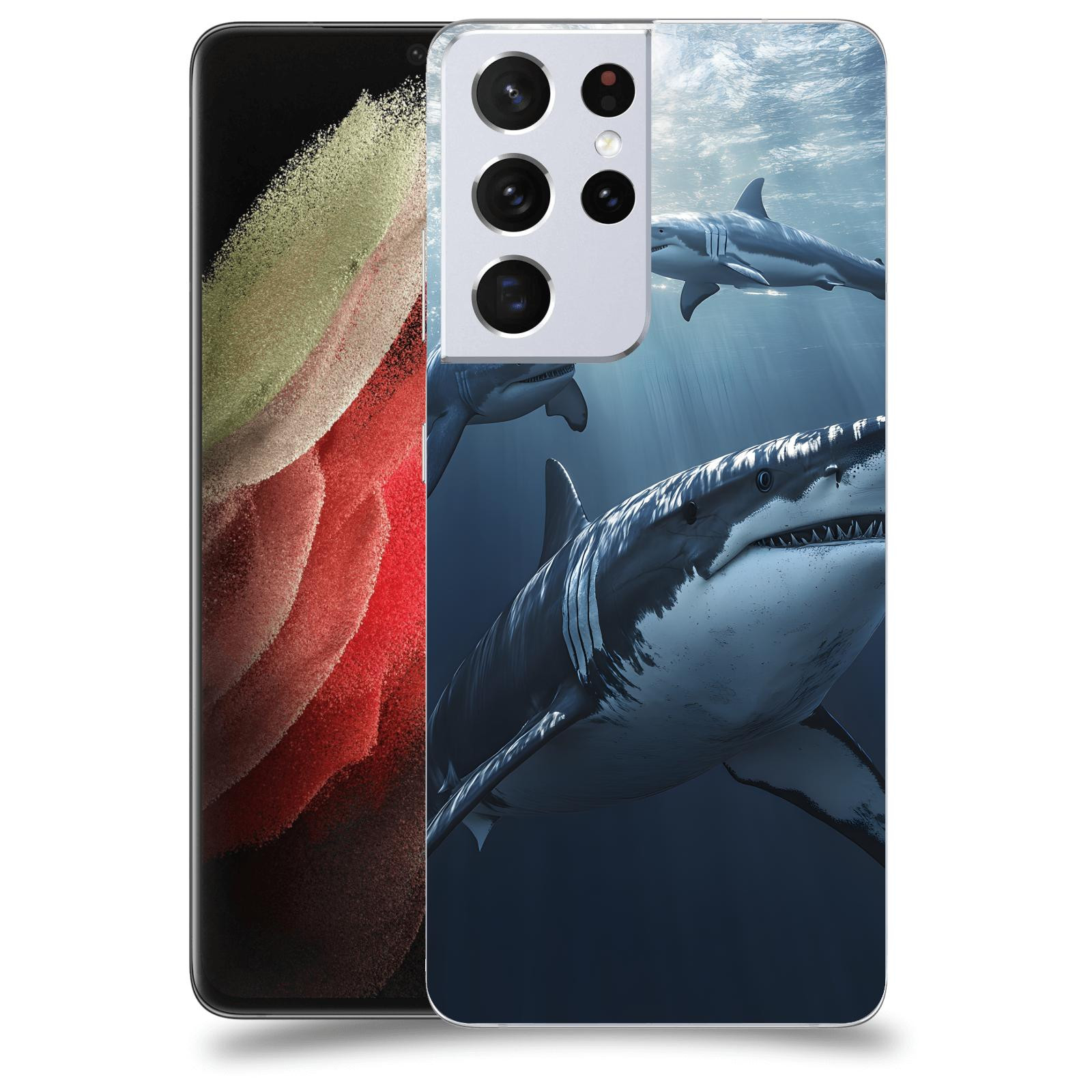 ACOVER Kryt na mobil Samsung Galaxy S21 Ultra 5G G998B - Žraloci