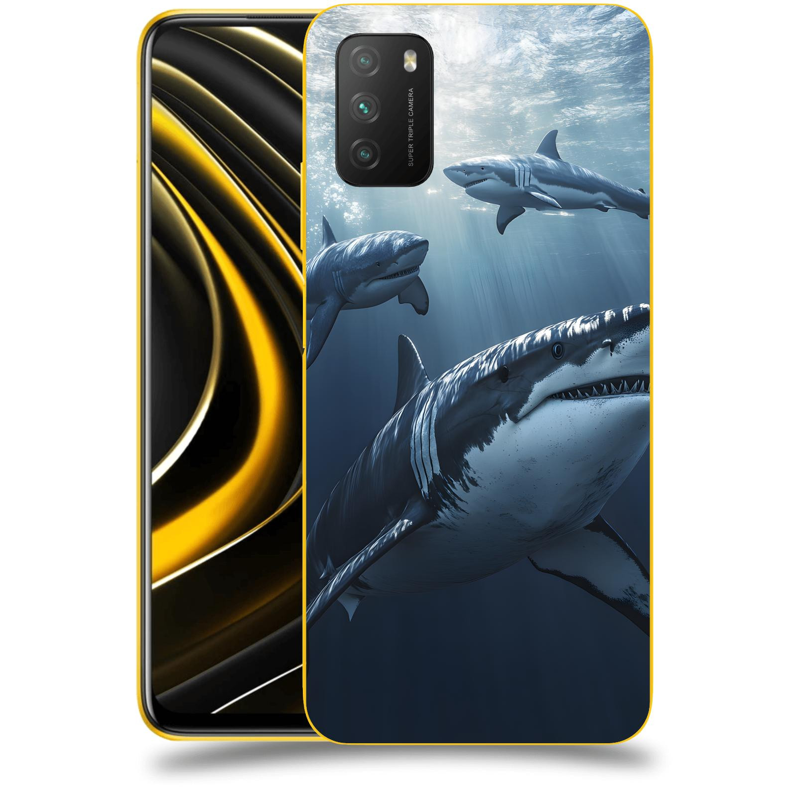 ACOVER Kryt na mobil Xiaomi Poco M3 - Žraloci