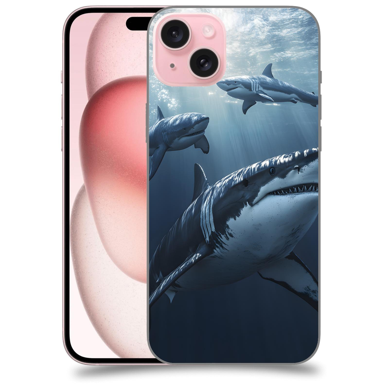 ACOVER Kryt na mobil Apple iPhone 15 plus - Žraloci