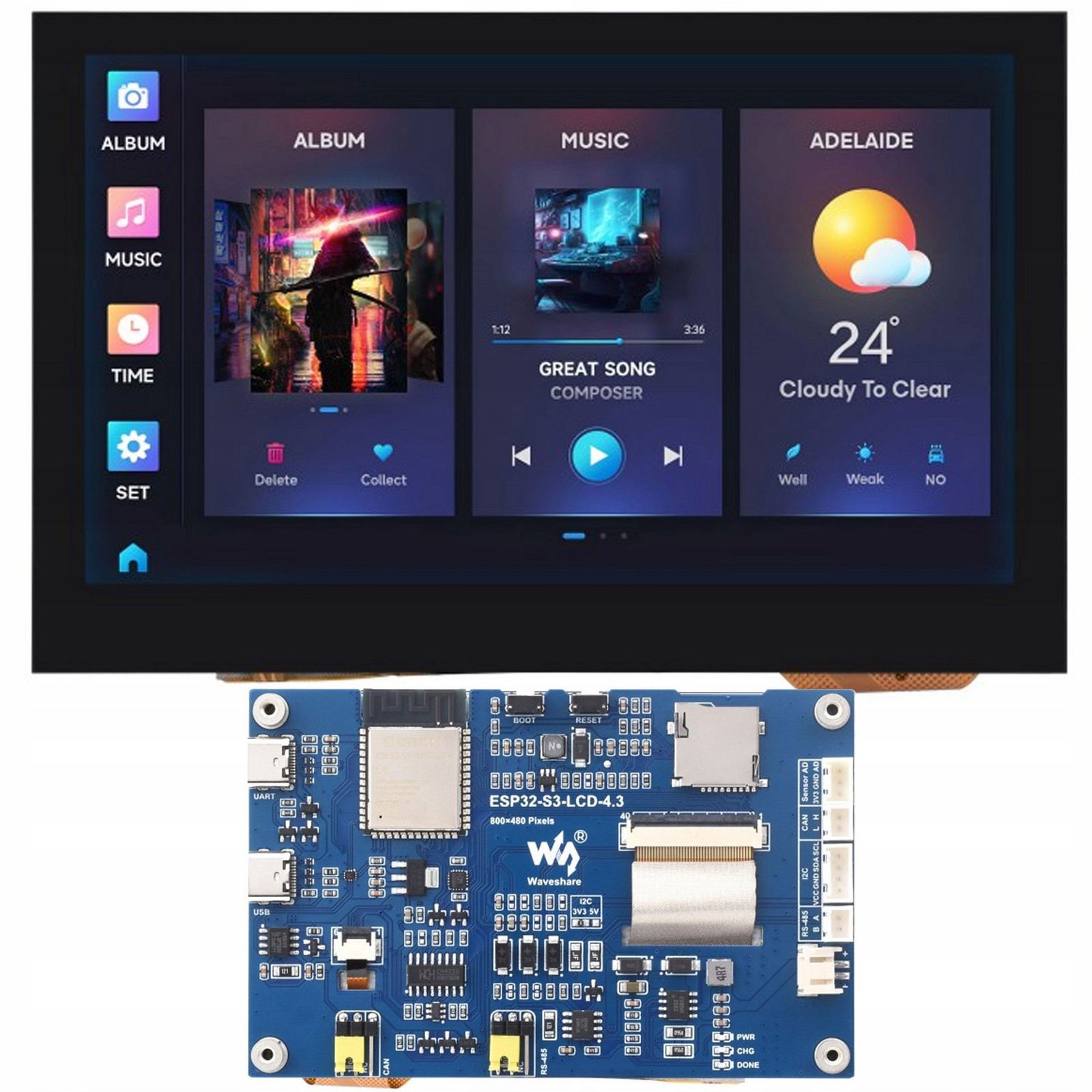 ESP32-S3 s dotykovým displejem 4.3