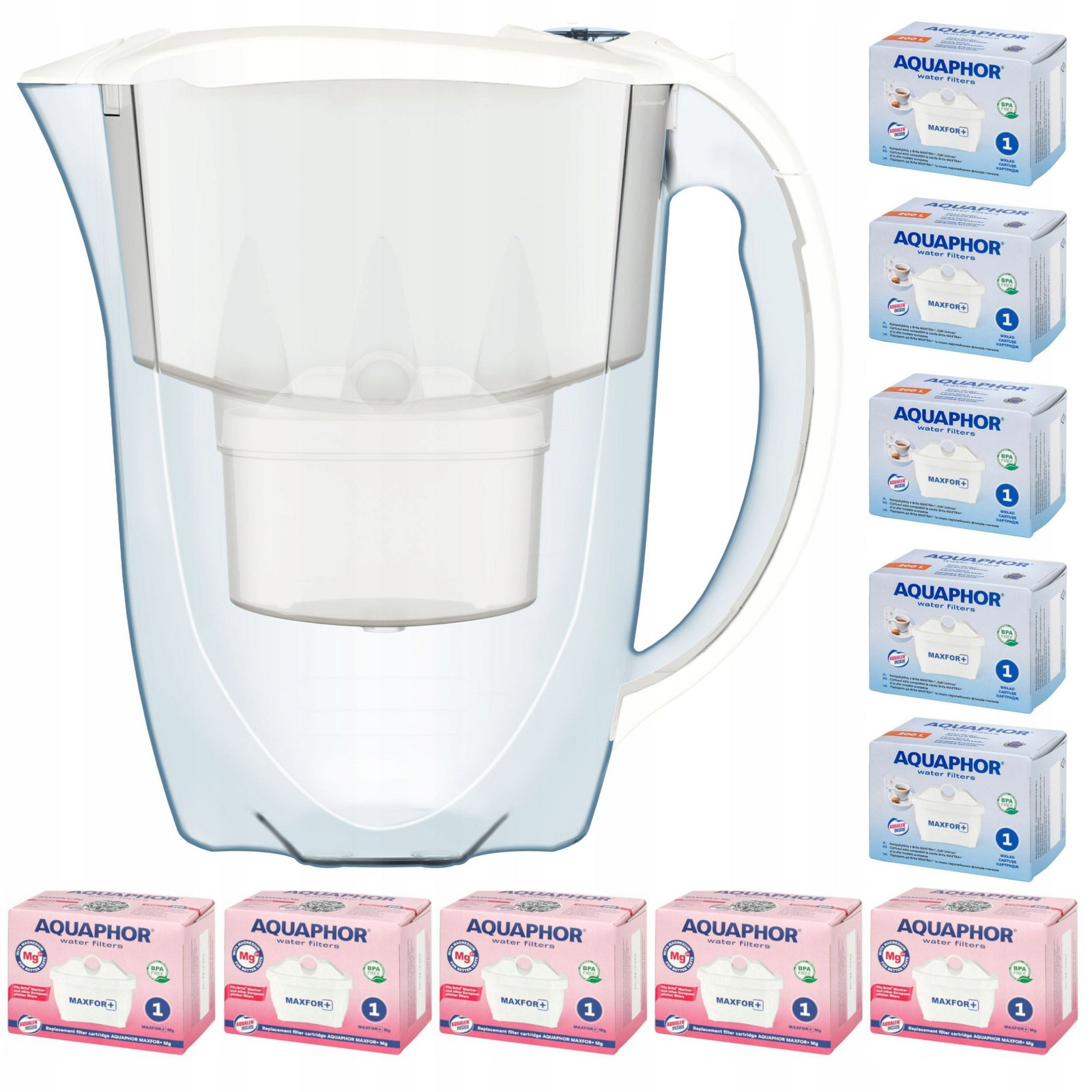 Filtrační konvice Aquaphor Amethyst 2,8l 10 náplní (5 5Mg), bílá