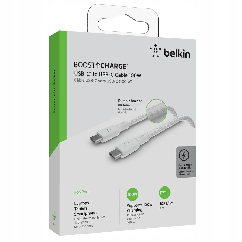 Belkin kabel Usb-c na C Silný, dlouhý kabel 3m rychlé nabíjení 100W