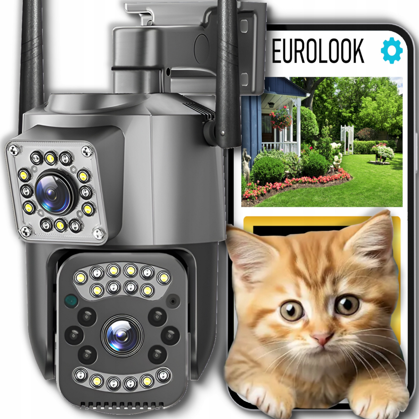 Venkovní Duální Wifi Kamera Ip Smart 4MPX Detekce Pir Ir Led Aplikace