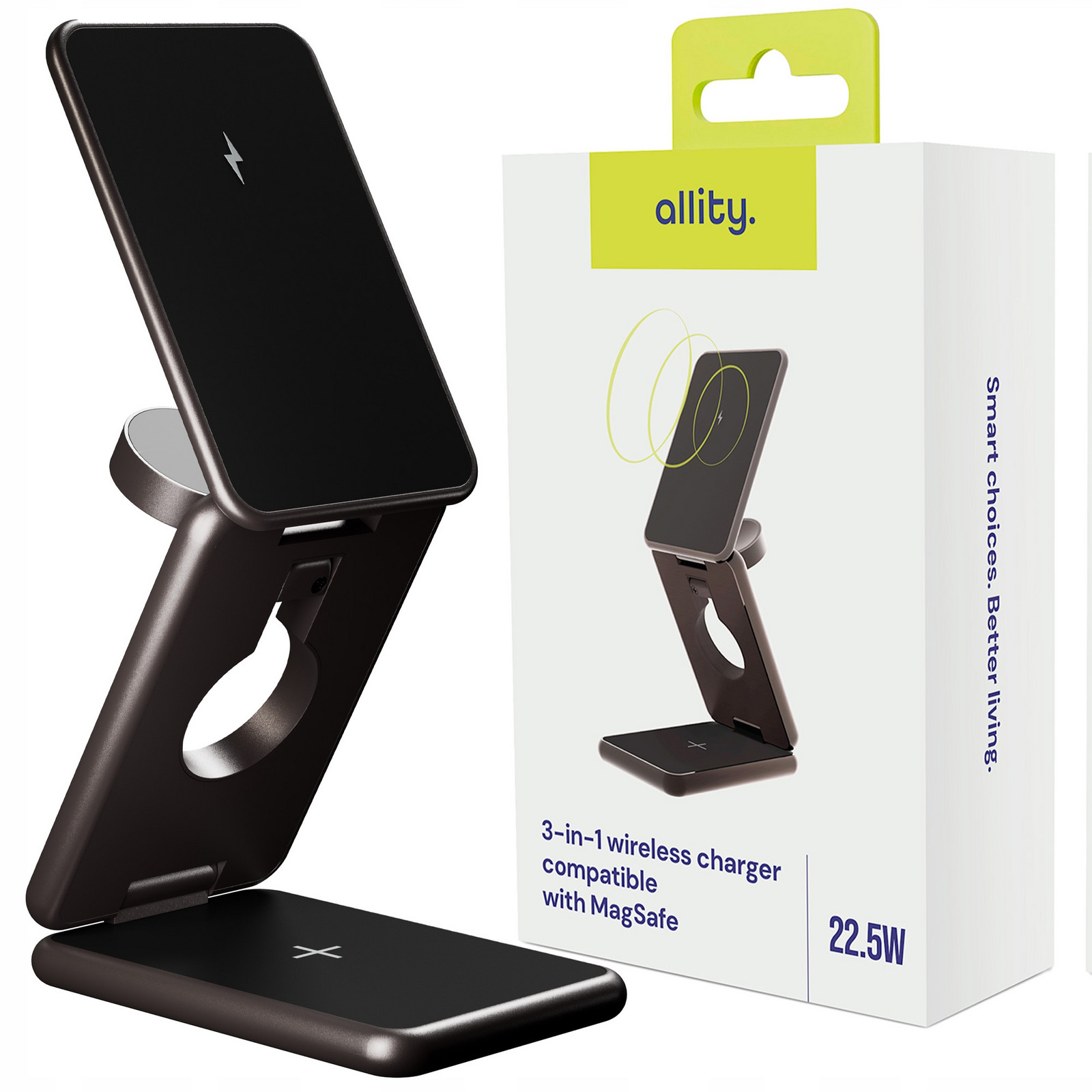 Allity indukční bezdrátová nabíječka 3v1 nabíjecí stanice s MagSafe