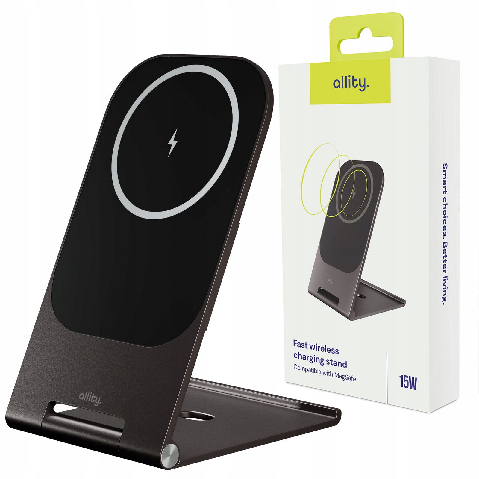 Allity bezdrátová indukční nabíječka 2v1pro telefon stojan na stůl