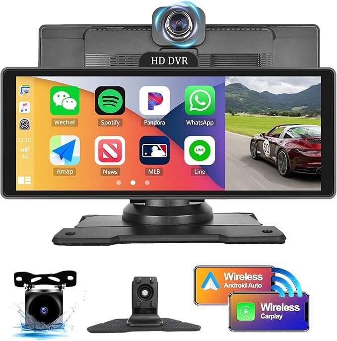 10,26 palcový bezdrátový přenosný radiopřijímač s 4K kamerou do auta