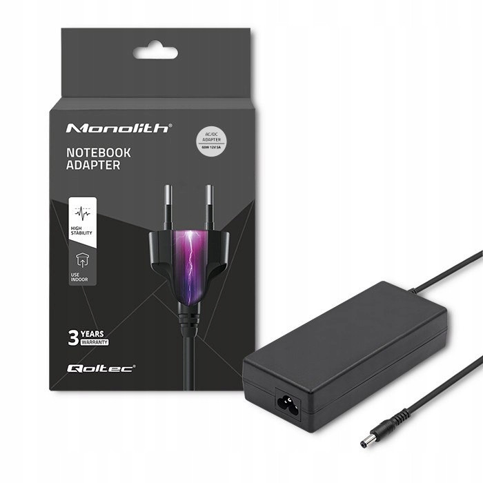 Qoltec 60W stolní napájecí adaptér |12V 5A 5.5*2.1 napájecí kabel