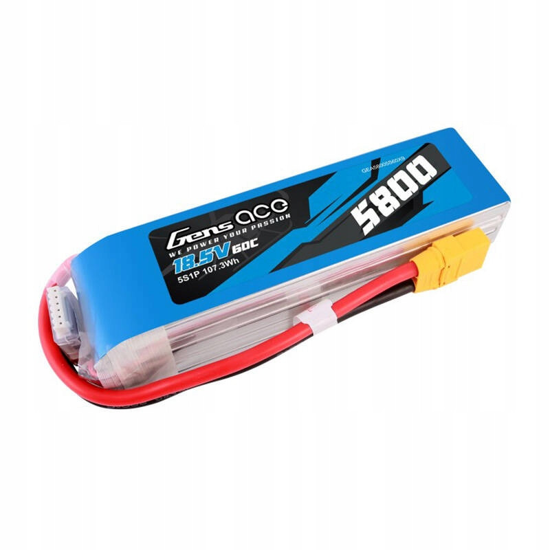 Gens Ace Výkonná Akumulátor Baterie Lipo 5800MAH 60C 18.5V 5S1P Konektor XT90