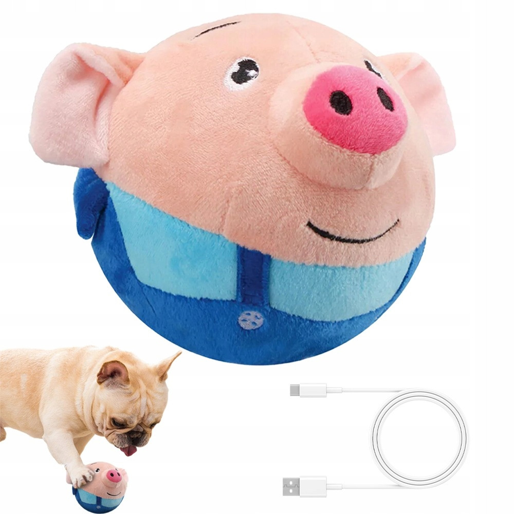 Interaktivní plyšové prasátko s funkcí skákání a mluvení pro psy