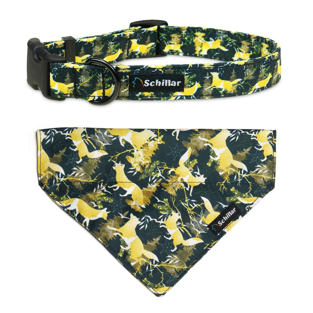 Vánoční sada pro psa nákrčník zlaté lišky M 35-50cm