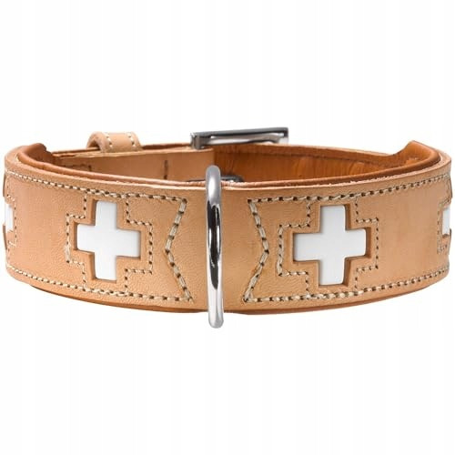 Hunter Swiss Nickel Pale Leather Collar, 24,0-28,5 cm, přírodní/béžová