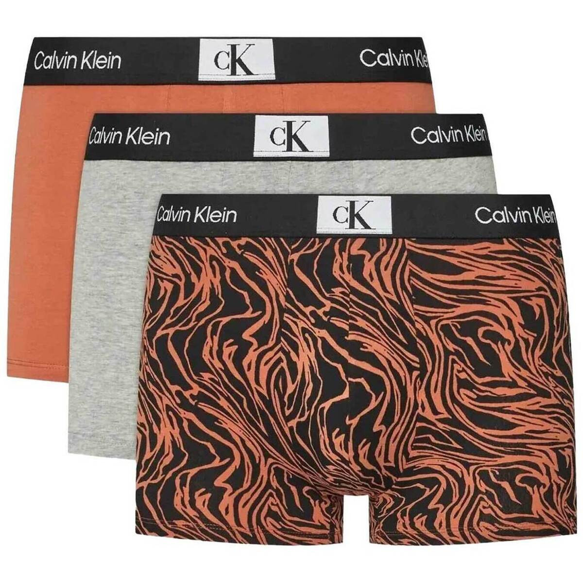 Calvin Klein Jeans  3 Pack Trunks Grey/Orange/Print  ruznobarevne