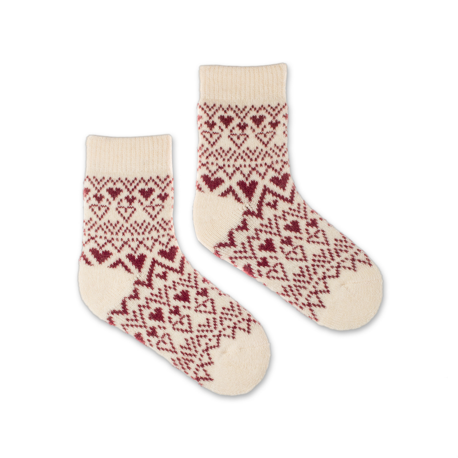 Dětské vlněné ponožky Vlnáč srdíčka bíle