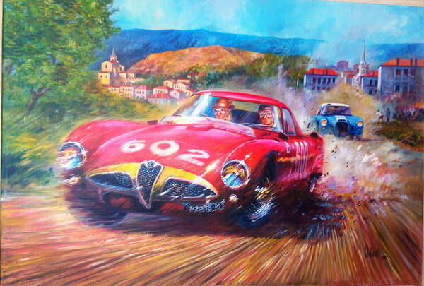 Villafuerte, Jose Maria Fotografie Juan Manuel Fangio Mille Miglia 1953, Villafuerte, Jose Maria, 40 × 26.7 cm