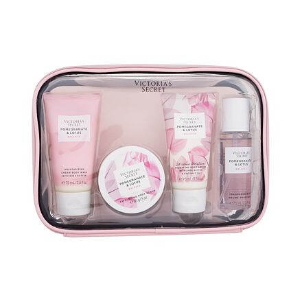 Victoria's Secret Pomegranate & Lotus Balance : tělový sprej 75 ml + tělové mléko 75 ml + tělový peeling 85 g + sprchový krém 75 ml pro ženy