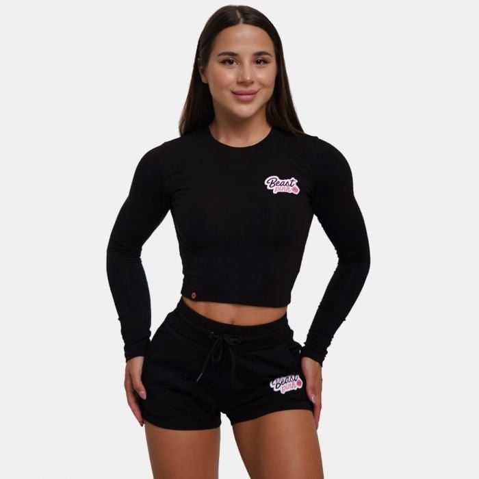 Tričko Long Sleeve Croptop Black L - BeastPink