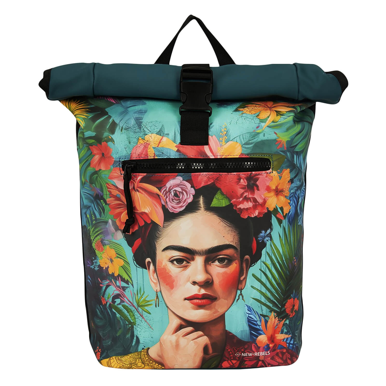 Velký rolovací batoh New Rebels Frida Kahlo - Flowers Exotic 0,8l