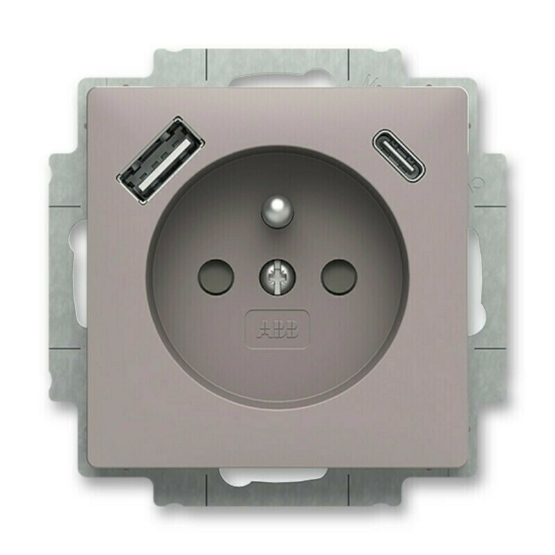 Zásuvka 230 V s USB jednonásobná ABB Zoni greige
