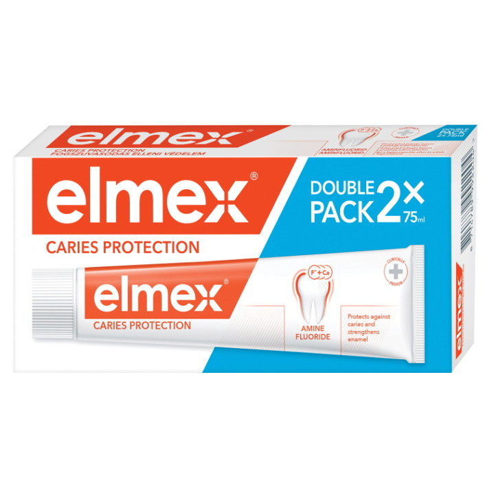 ELMEX Caries Protection Zubní pasta proti zubnímu kazu 2x 75 ml, poškozený obal