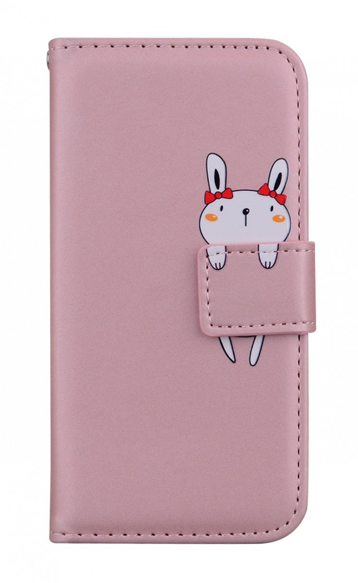 Pouzdro TopQ Xiaomi Redmi 14C knížkové růžové s králíčkem 132685