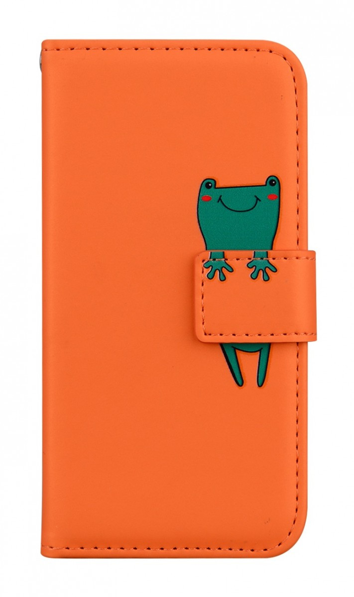 Pouzdro TopQ Xiaomi Redmi 14C knížkové oranžové s žabkou 132682