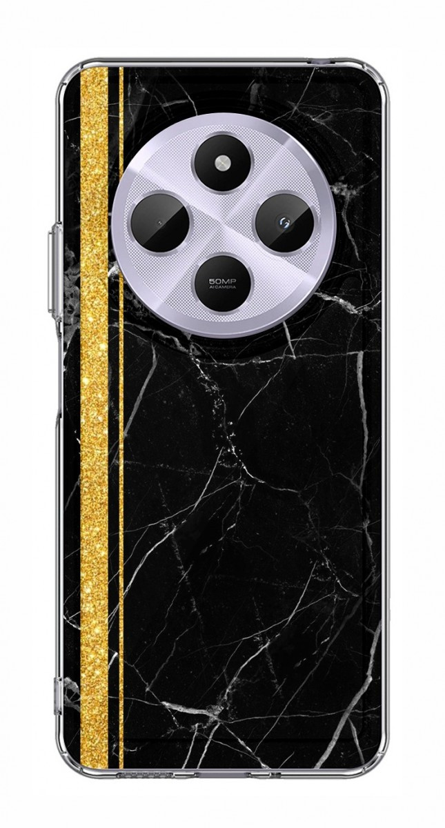 Kryt STYLE TopQ Xiaomi Redmi 14C pevný Mramor černo-zlatý 132677