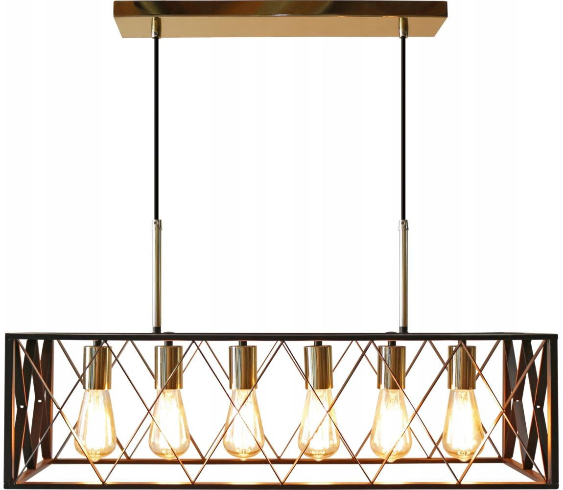 Lustr na lanku FRAME 6xE27/60W/230V černá/zlatá