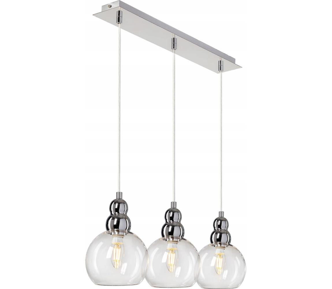 Lustr na lanku AKSO 3xE14/40W/230V stříbrná