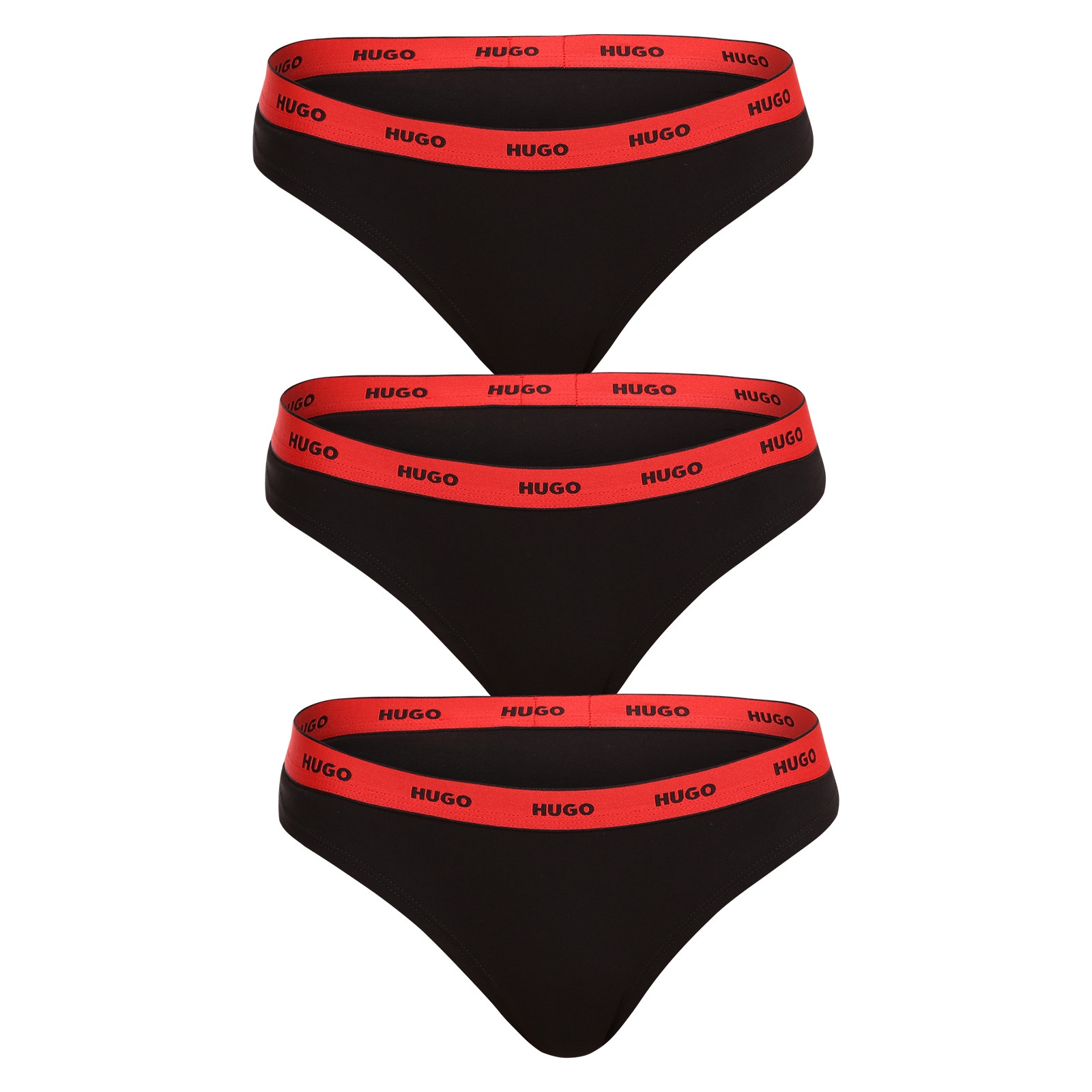 3PACK dámská tanga HUGO černá (50480150 005) S